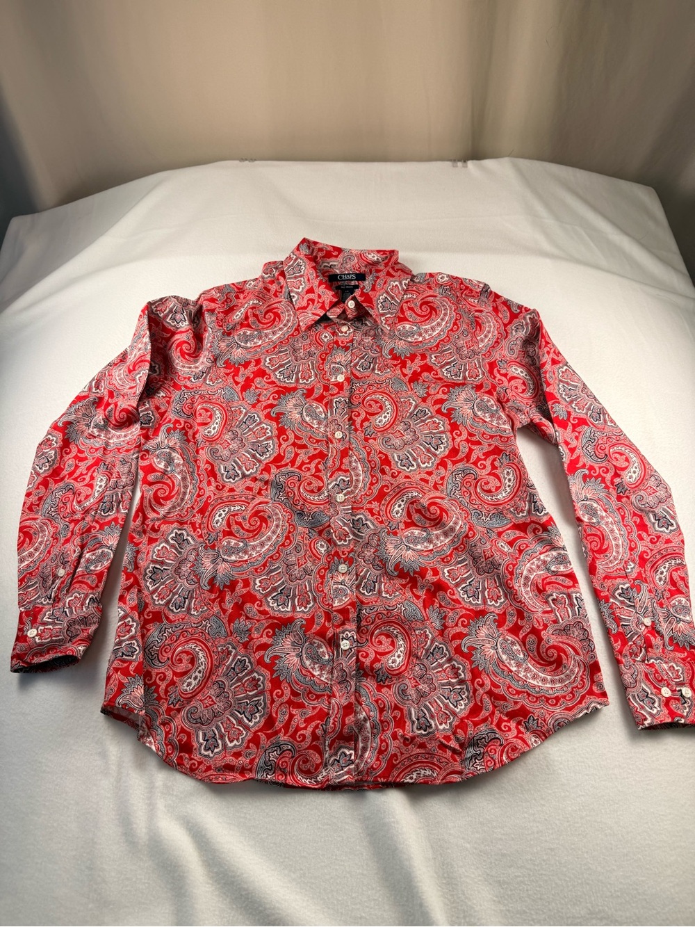Chaps Red Paisley Long-Sleeve Button-Down Shirt 357